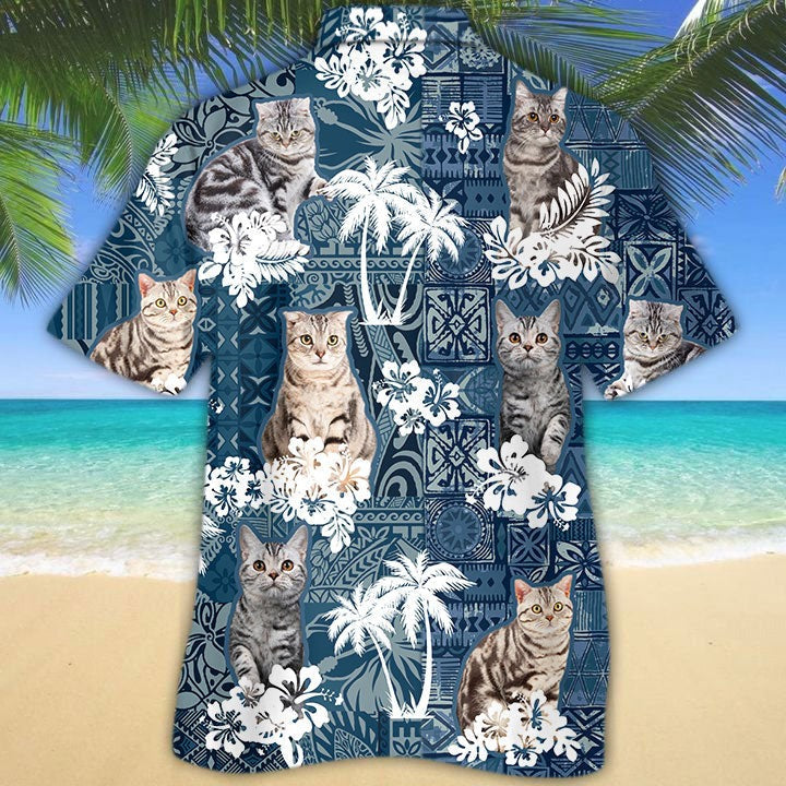 American Shorthair Summer Tropical Hawaiian Shirt/ Hawaiian Cat Shirt For Animal Lovers/ Animal Hawaiian Shirts