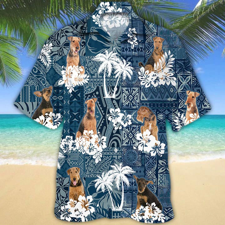 Airedale Terrier Hawaiian Shirt/ 3D All Over Printed Dog Hawaii Shirt For Men And Women