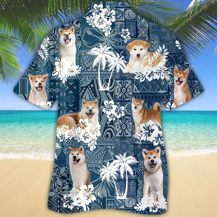 Akita Hawaiian Shirt/ 3D Full Print Dog Hawaiian Shirts For Travel Summer/ Hawaiian Dog Shirt