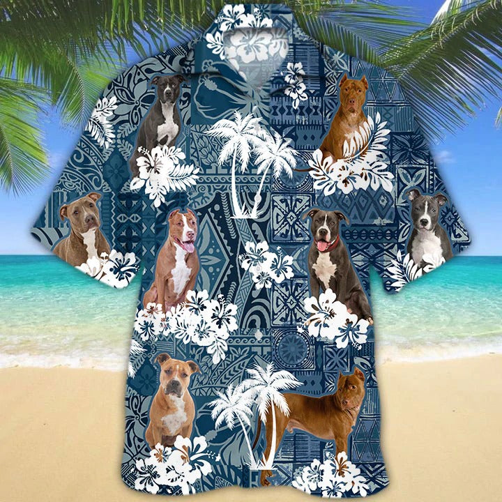 Dog Hawaiian Shirt For Men And Women/ American Pit Bull Terrier Hawaiian Shirt/ Gift For Dog Lovers