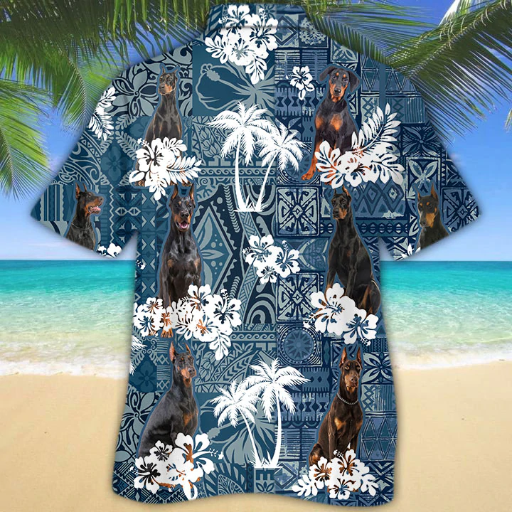 Doberman Pinscher Hawaiian Shirt/ Dog Summer Aloha Hawaiian Shirt for Men/ Women