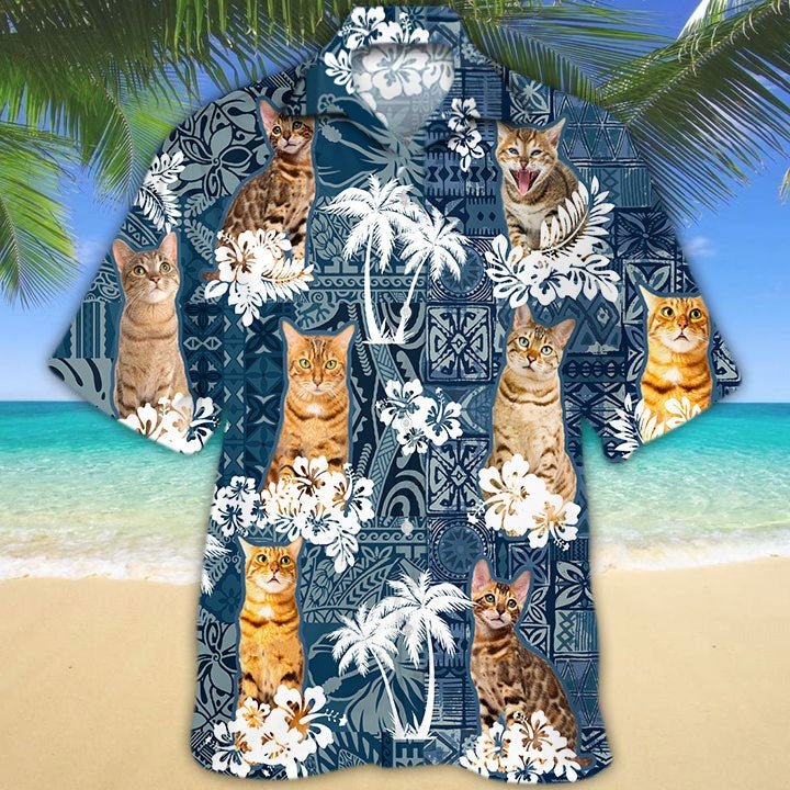 Bengal Hawaiian Shirt For Summer Travel/ Cat Hawaiian Shirt For Man And Woman/ Birthday Gift For Cat Lovers