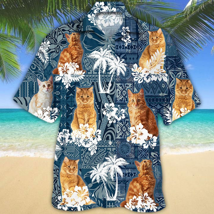 American Bobtail Hawaiian Shirt/ 3D Cat Hawaiian Shirt For Men And Woman/ Animal Hawaii Aloha Beach Shirts