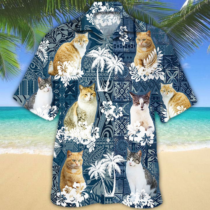 3D All Over Print Cat Hawaiian Beach Shirt For Men And Woman/ Summer Aloha Cat Shirt/ Cat Lover Present