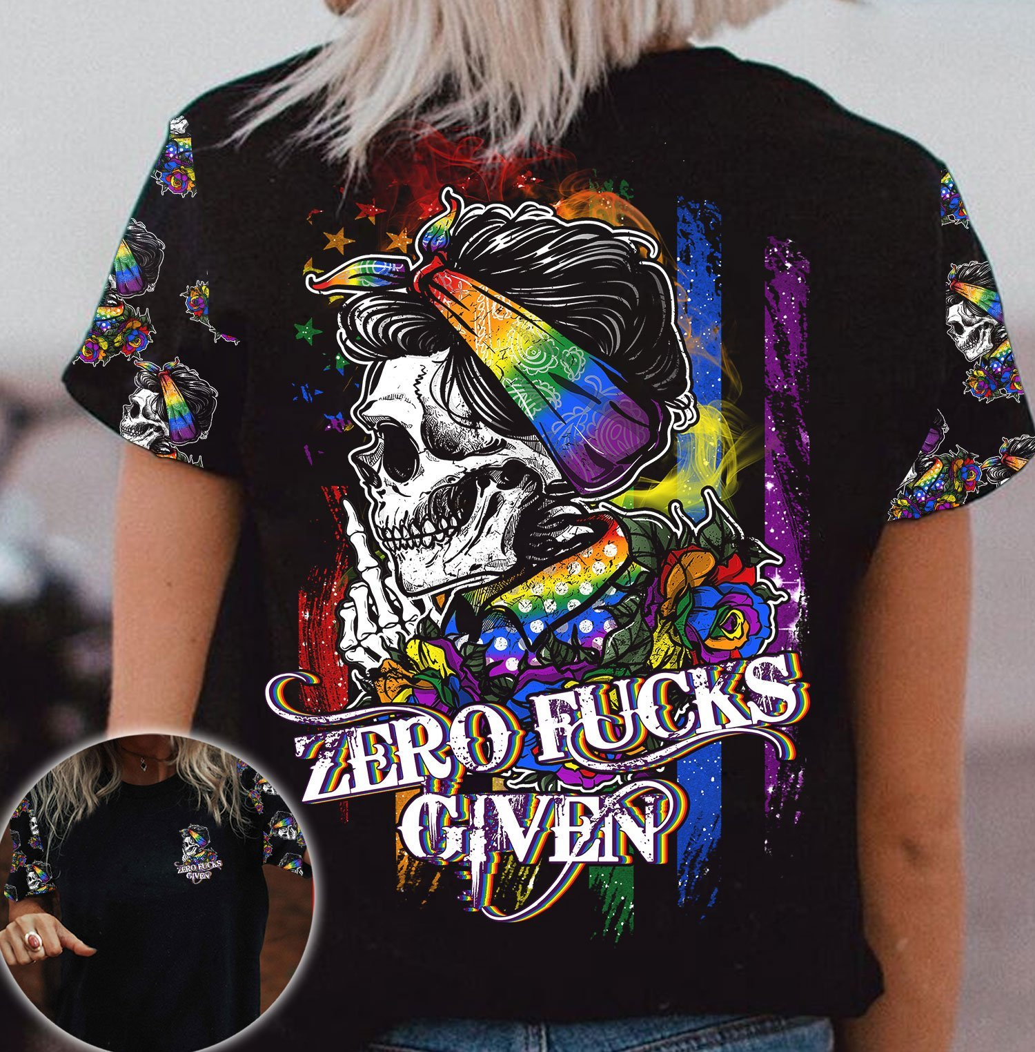 LGBT Skull Rose 3D For LGBT Pride Month/ LGBT Zero Fucks Given/ LGBT Gift For Her LGBT Gift For Him
