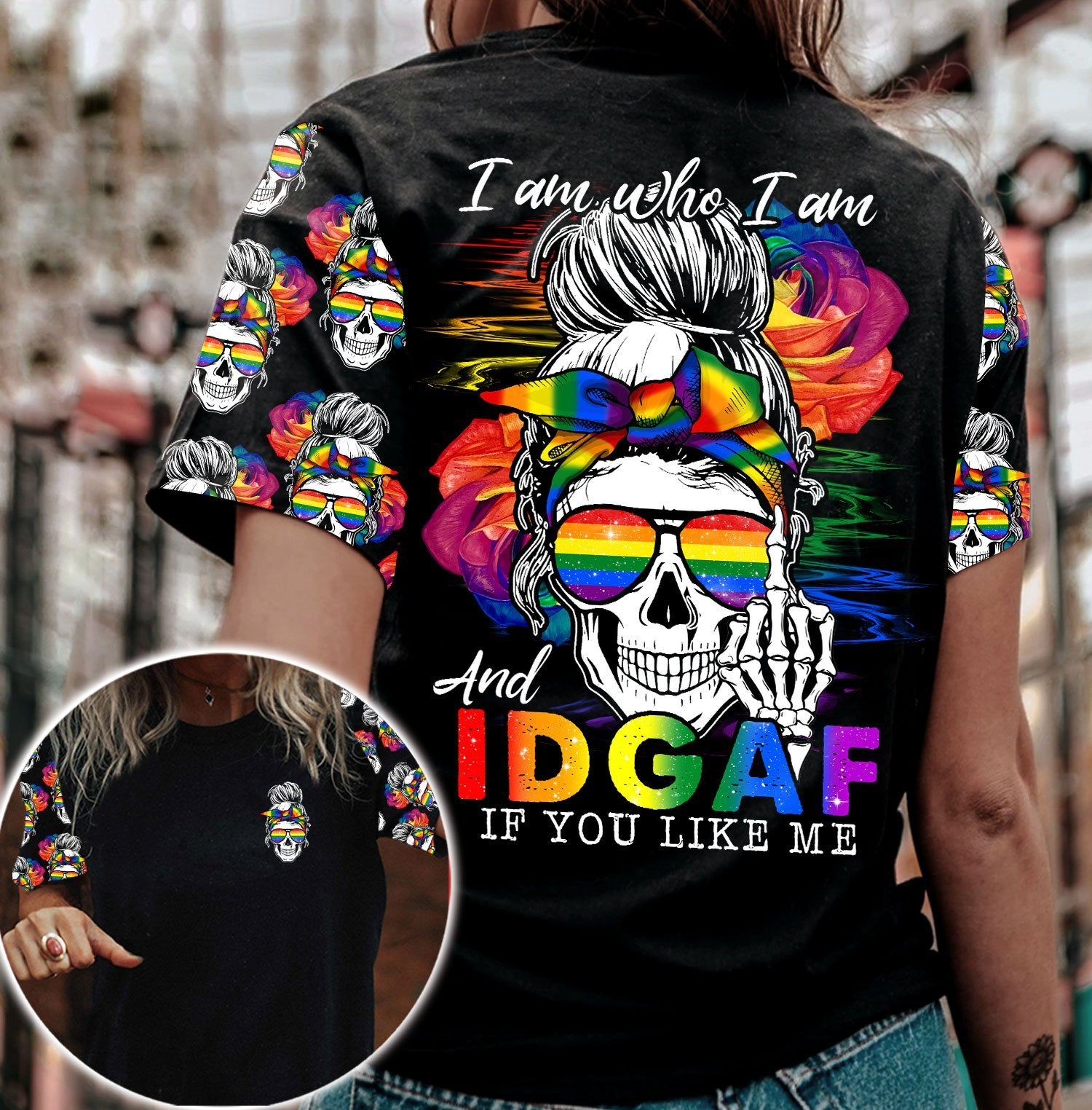 Skull Lesbian Shirt For Pride Month/ I Am Who I Am And Idgarf if You Like Me/ Gay Pride Shirt
