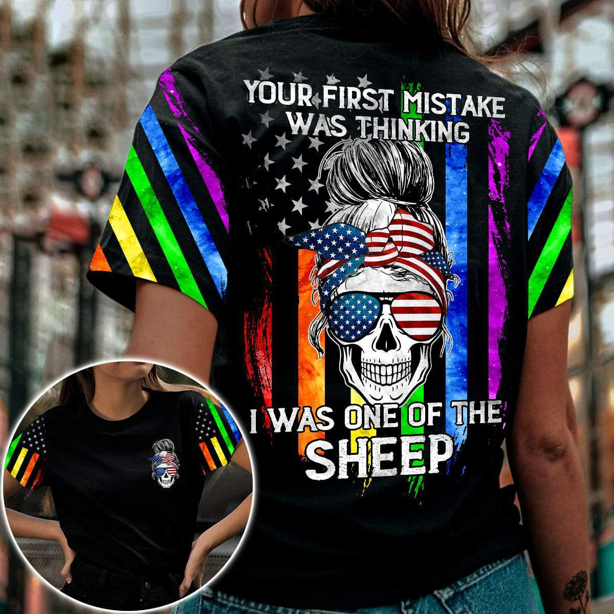Pride Shirt For Lesbian/ Your First Mistake Was Thinking I Was One Of The Sheep/ LGBT Skull Gift For Gay