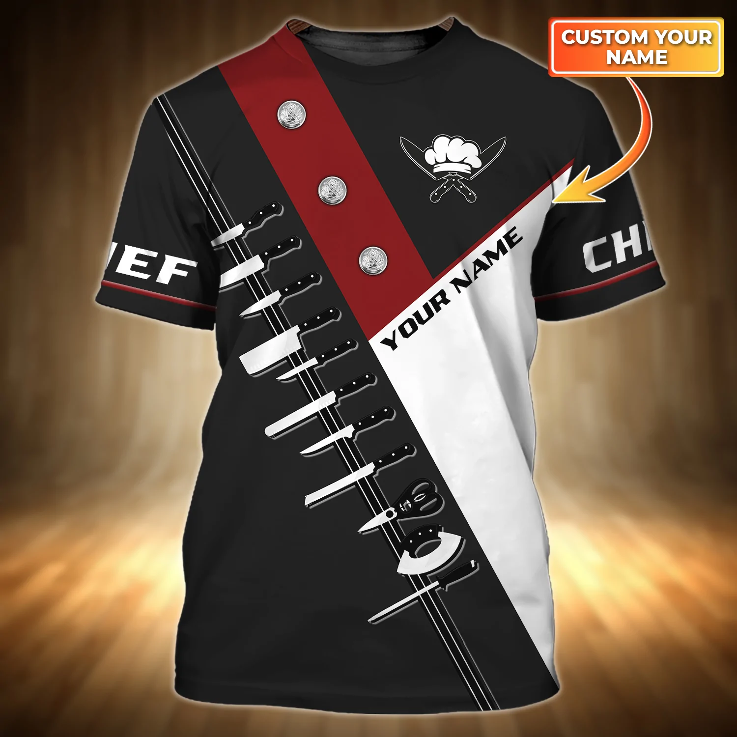 Customized Chef Cook Print On Shirt/ Knife Cooking Equipment 3D All Over Print Chef Shirt/ Unisex Master Chef T Shirt 3D