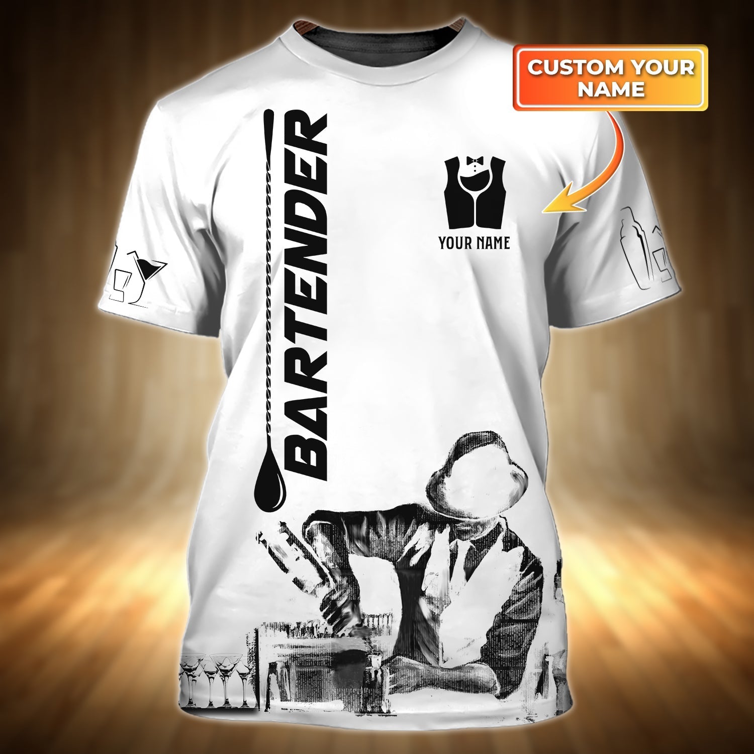 Bartender Shirt/ Custom Name 3D All Over Printed Bartender T Shirts For Men/ Women/ New Bartender Gifts