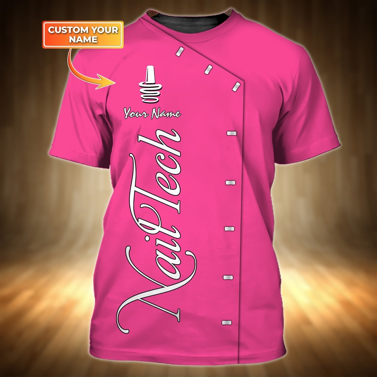 Nail Technician Personalized 3D Pink Tshirt Manicurist Gift Shirt For Her Women Nail Shirt