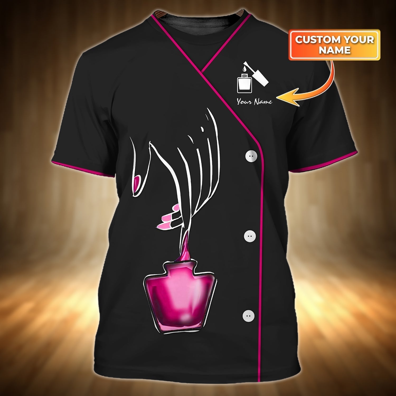 Custom Nail Technician Black And Pink Shirt Nail Pattern/ Nail Shirts For Men Women