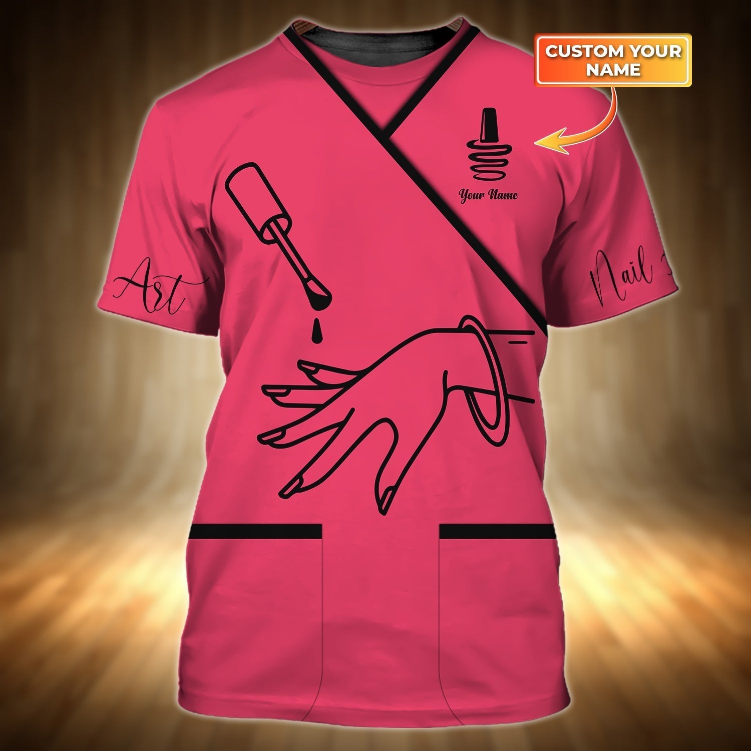 Personalized 3D Pink T Shirt Nail Technician