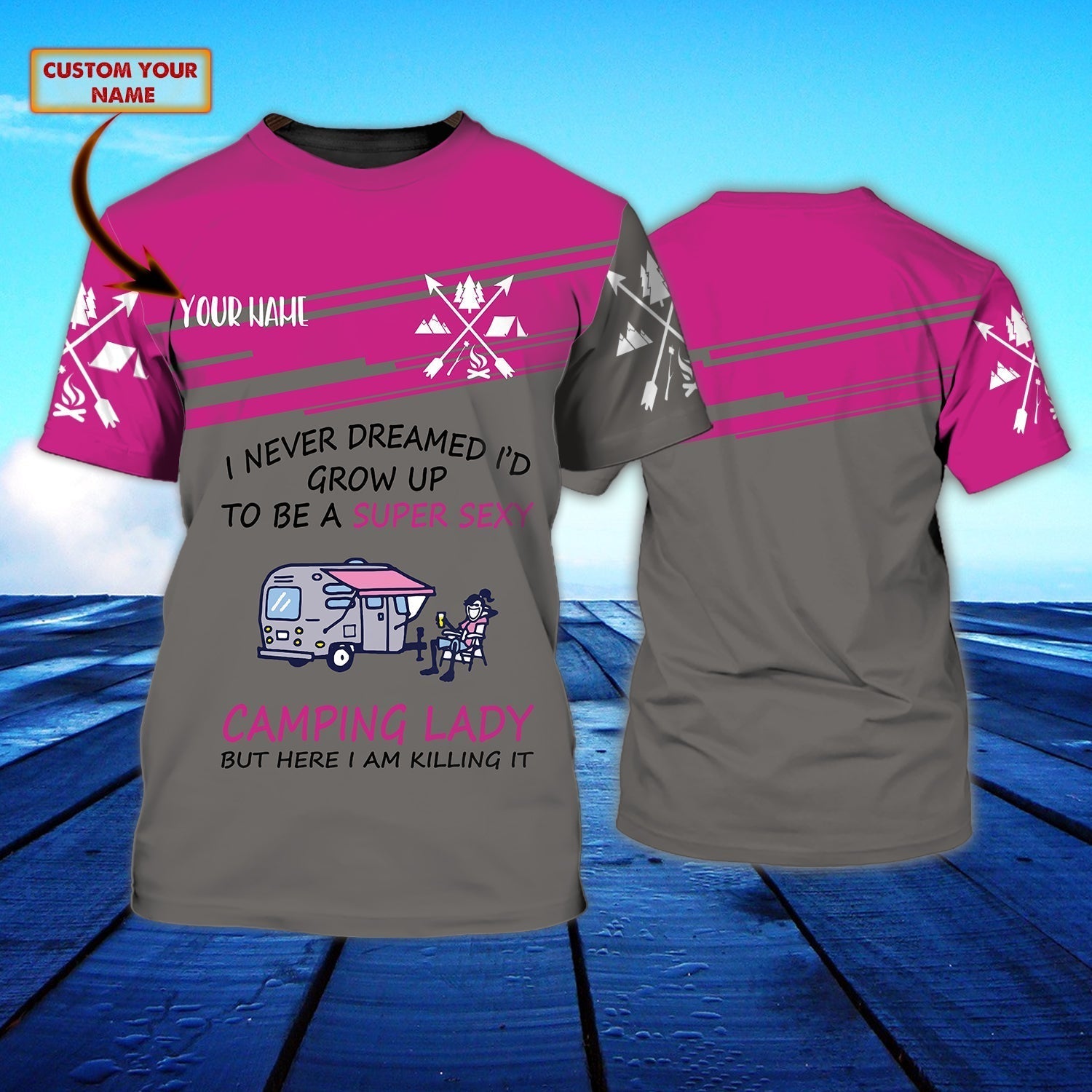 Customized Name Camping Lady Shirt/ 3D Full Print Women Camping T Shirt