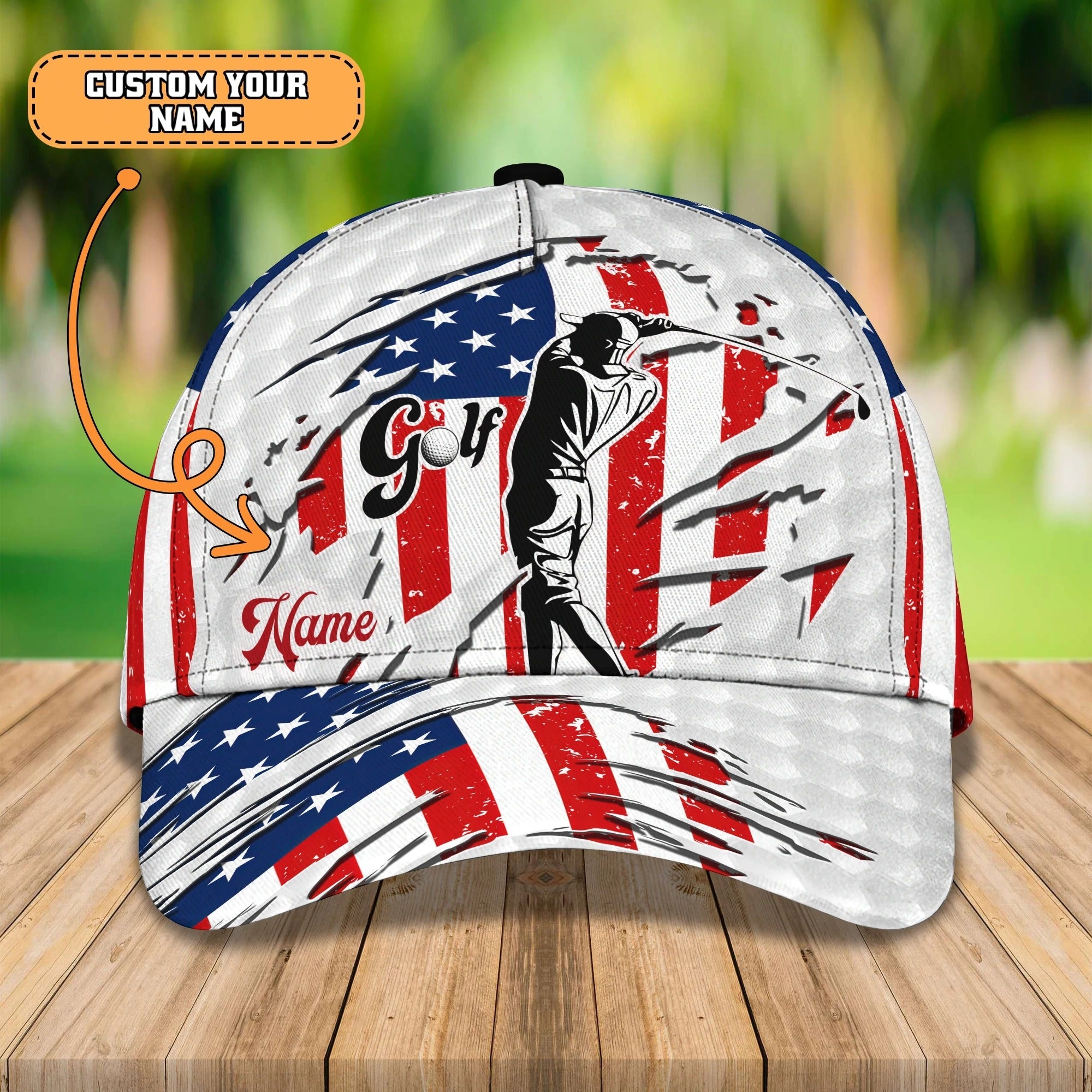 Personalized With Name 3D All Over Print Golf Caps For Men/ American Golfer Baseball Cap/ Golfer Gifts