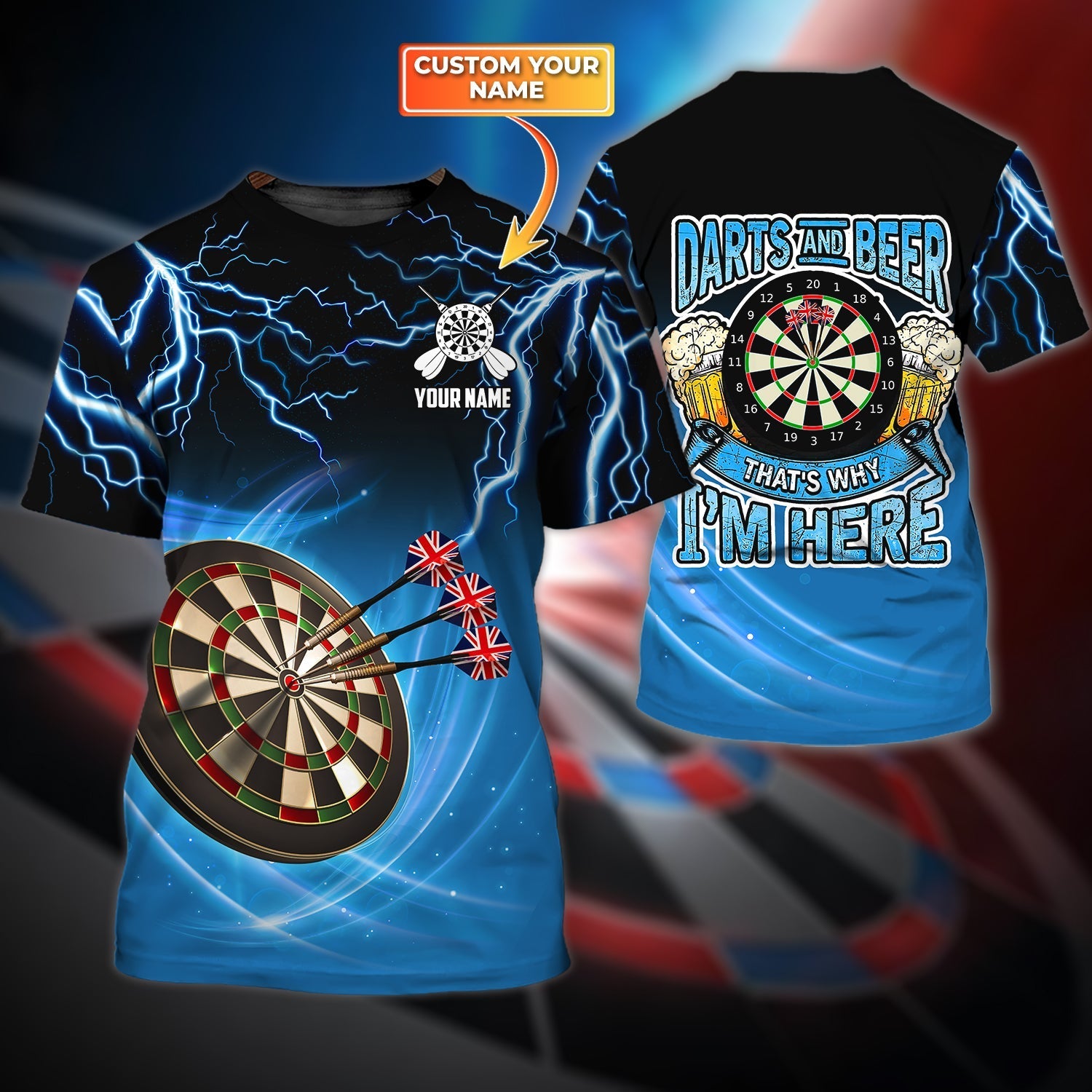Personalized Dart And Beer 3D All Over Print T Shirt/ Summer Dart Beer Shirt/ Dart Shirt/ Gift To Dart Player
