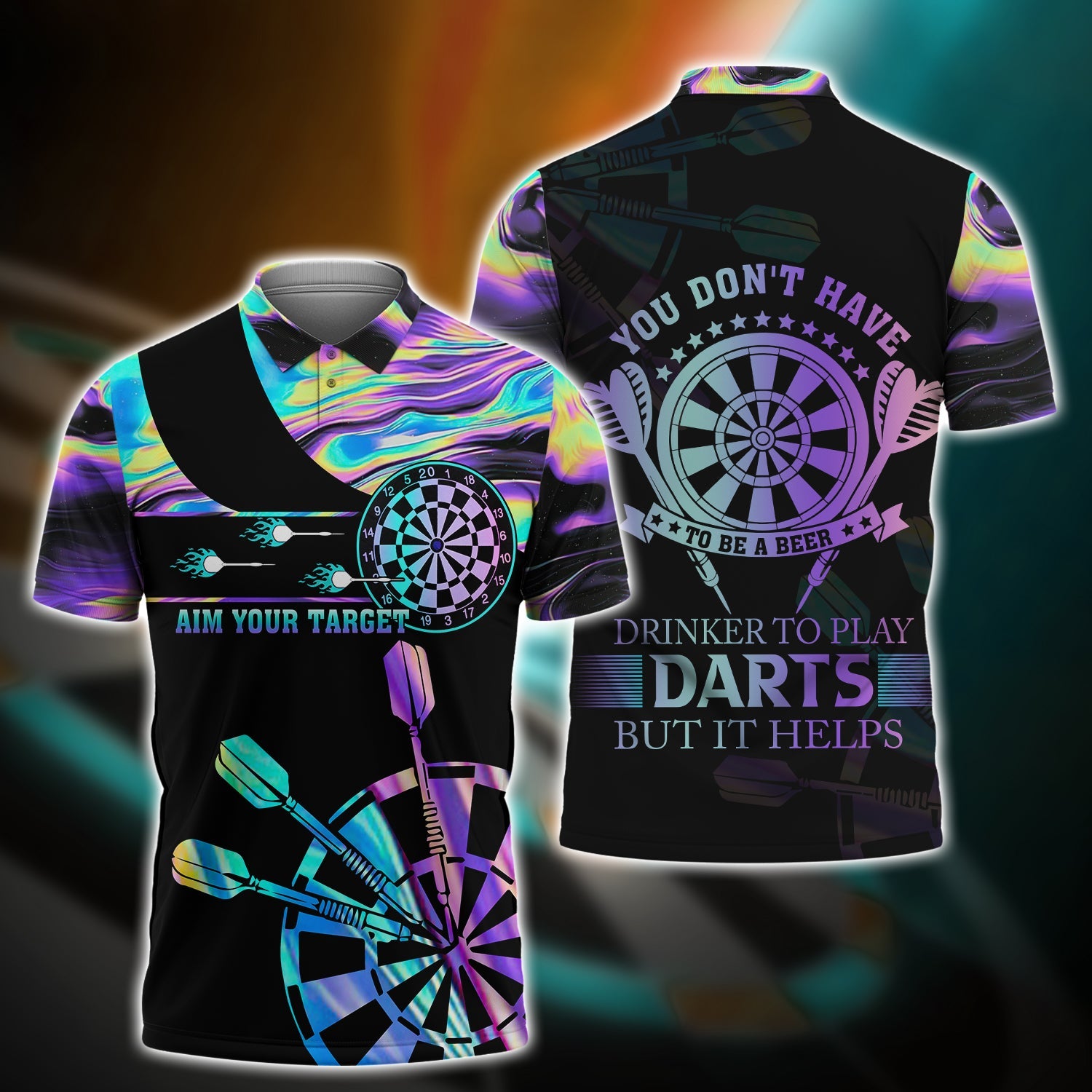 Aim Your Target Dart Polo Shirt/ You Don''t Have Drinker To Play Darts But It Helps/ Shirt for Dart Player