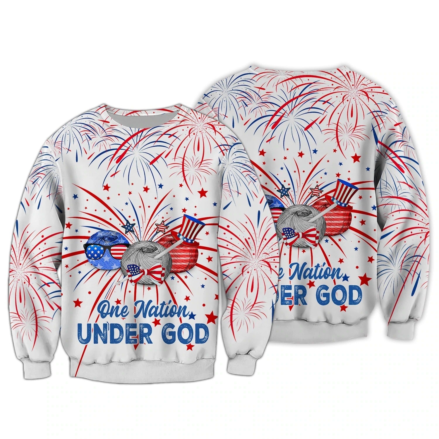 Independence Day Is Coming Crochet One Nation Under God 3D Full Print T Shirt/ 3D Hoodie Pride 4Th July Strong American