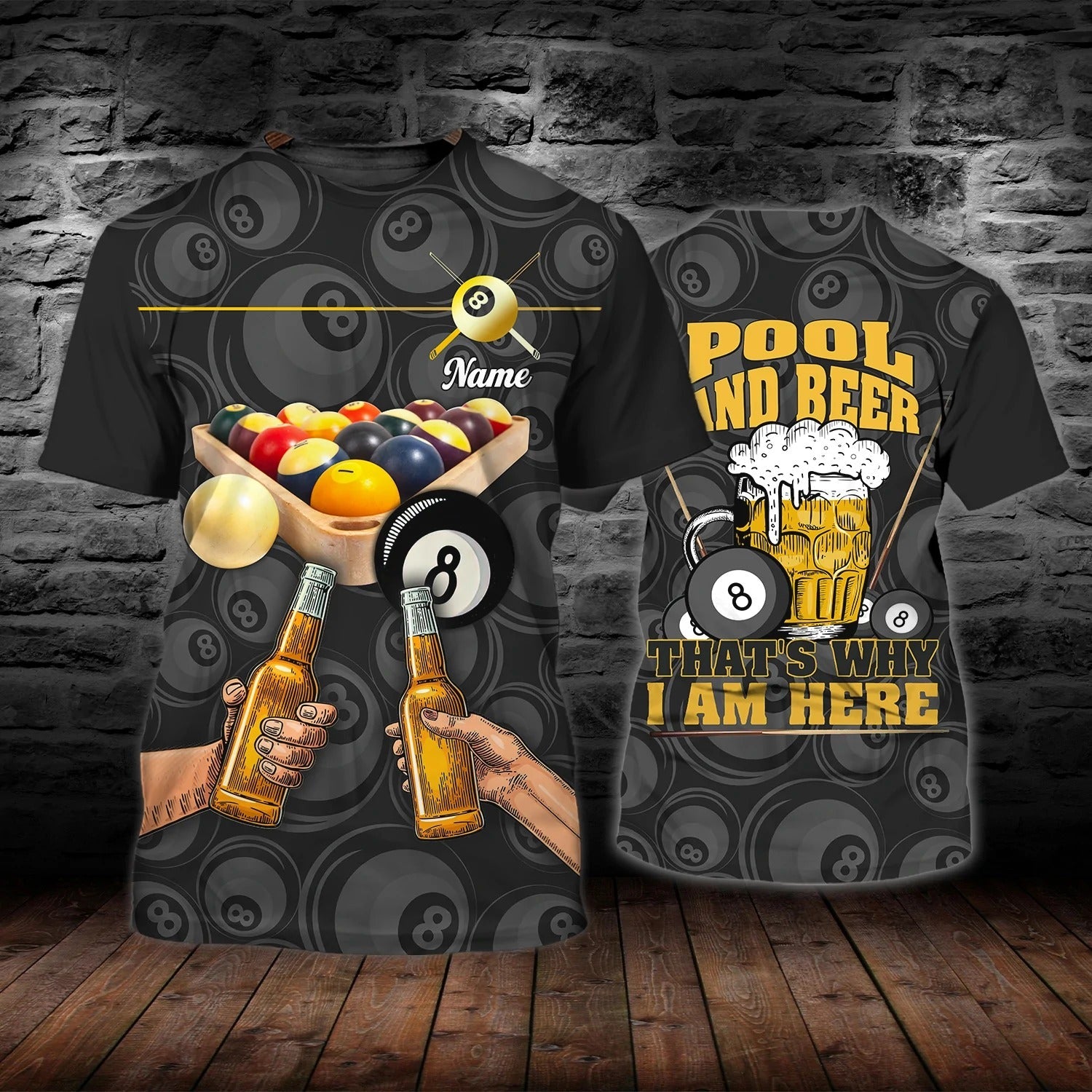 Personalized Billiard Shirt Pool And Beer 3D All Over Print T Shirt Gift For Billiard Player Team Uniform
