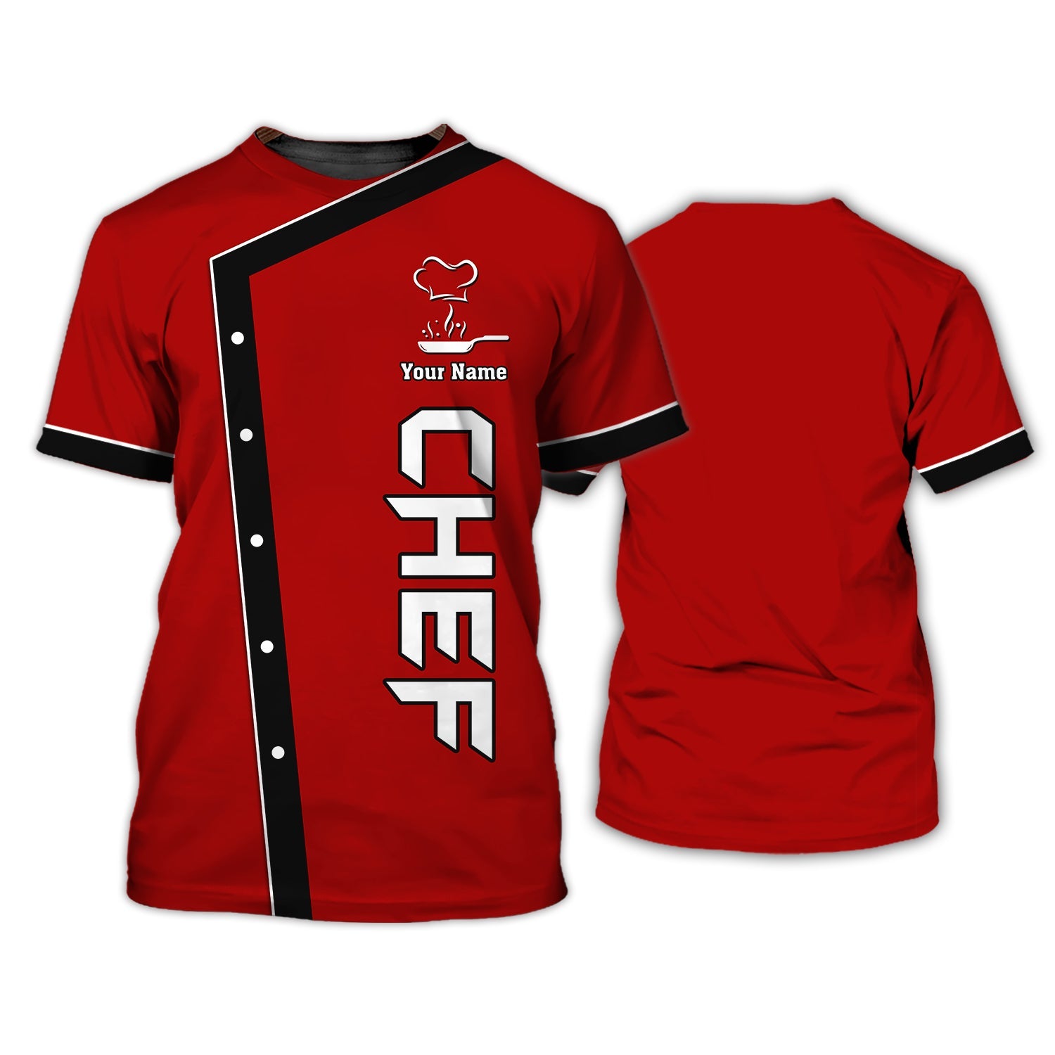 3D All Over Print Red Chef Shirt Chef Personalized Name 3D Tshirt Gift For Chef Restaurant