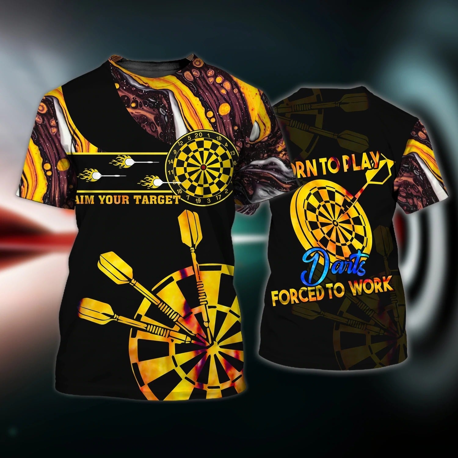 3D All Over Printed Dart Shirt For Men/ Born To Play Dart T Shirt/ Gifts For Darts Players/ Dart Gift