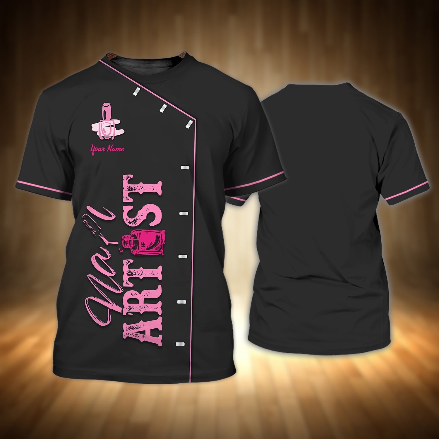 Custom Black Pink Nail Artist T Shirt/ Nail Shirt