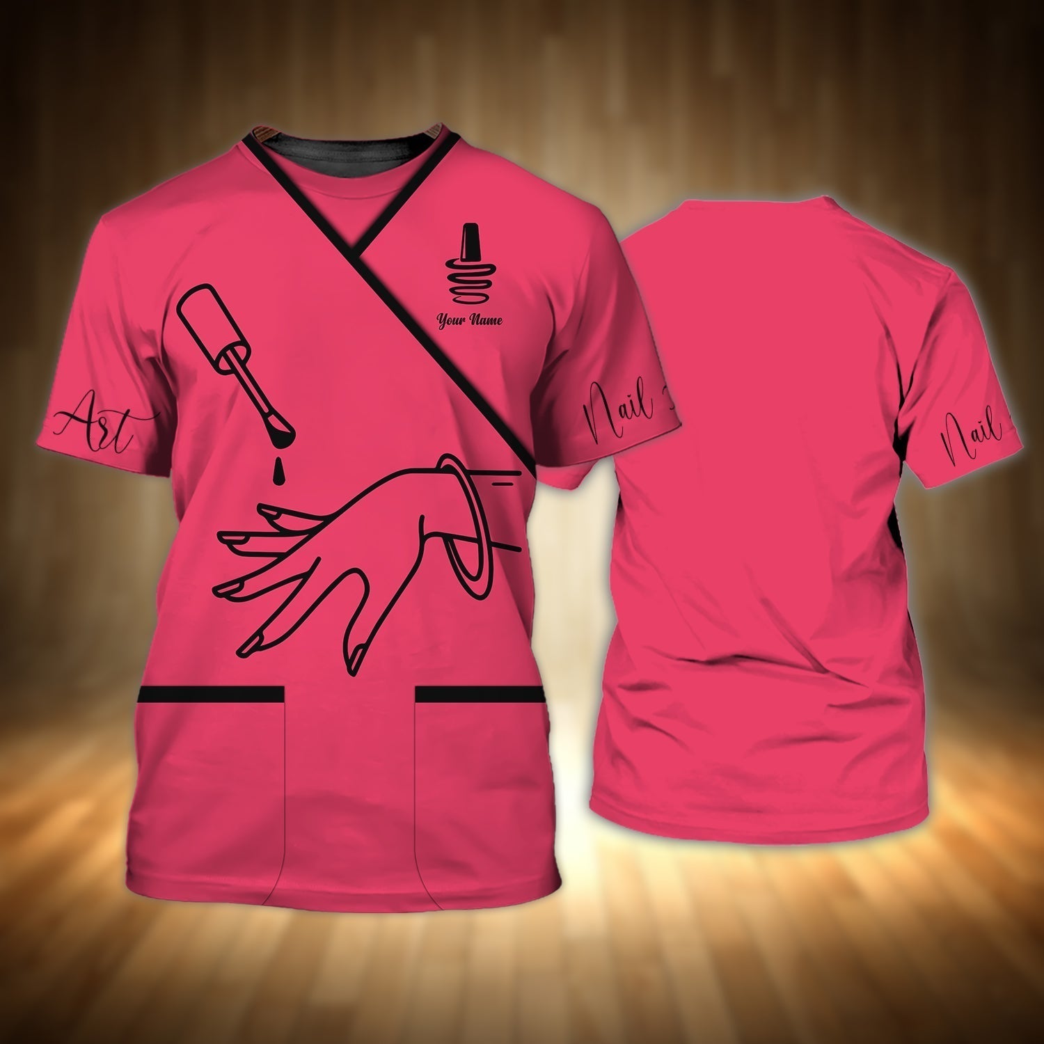 Nail Art 3D Full Print Pink Shirt/ Nail Shirt For Her/ Women Nail T Shirts