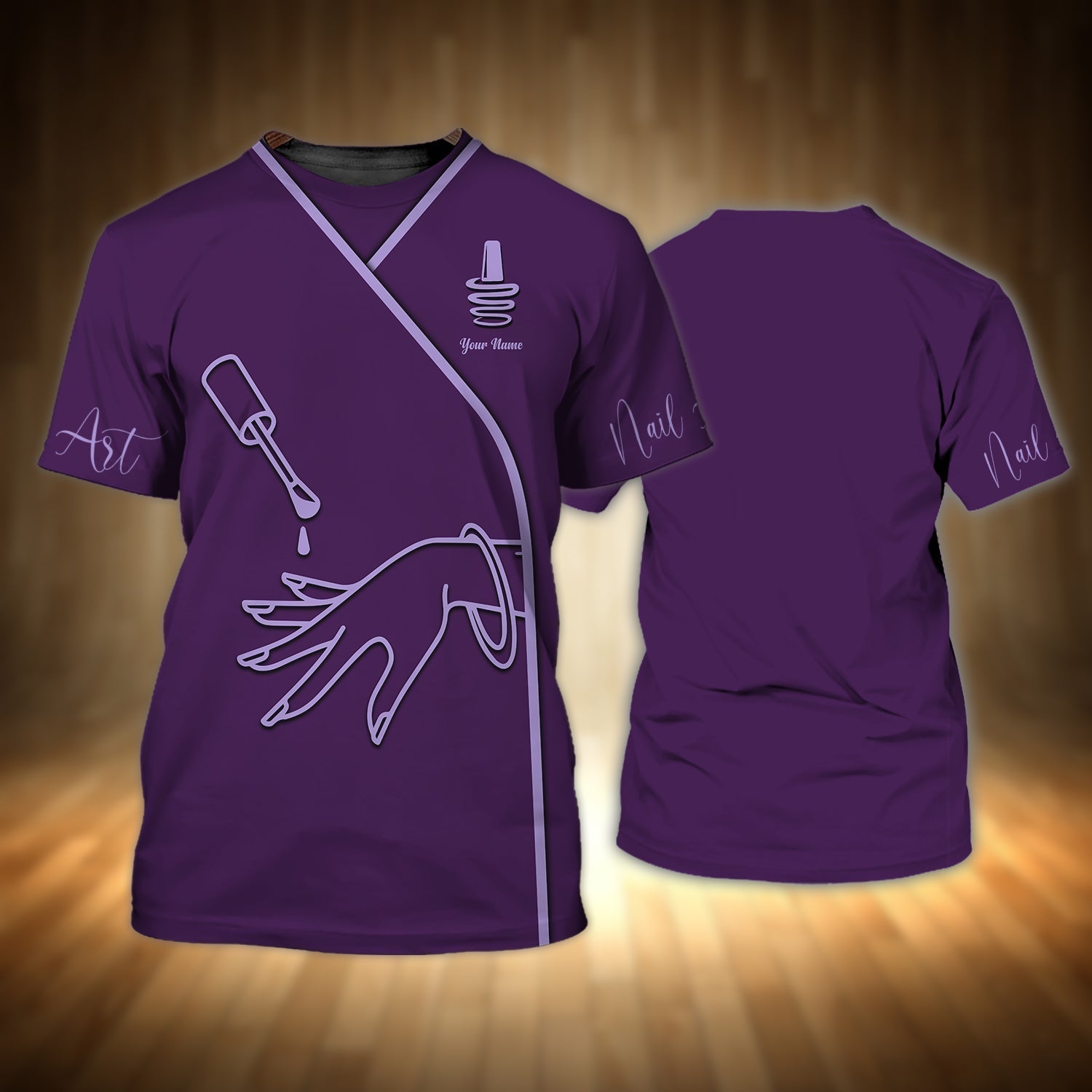 Nail Technician Personalized Custom 3D Tshirt Tad Purple Nail Tshirt