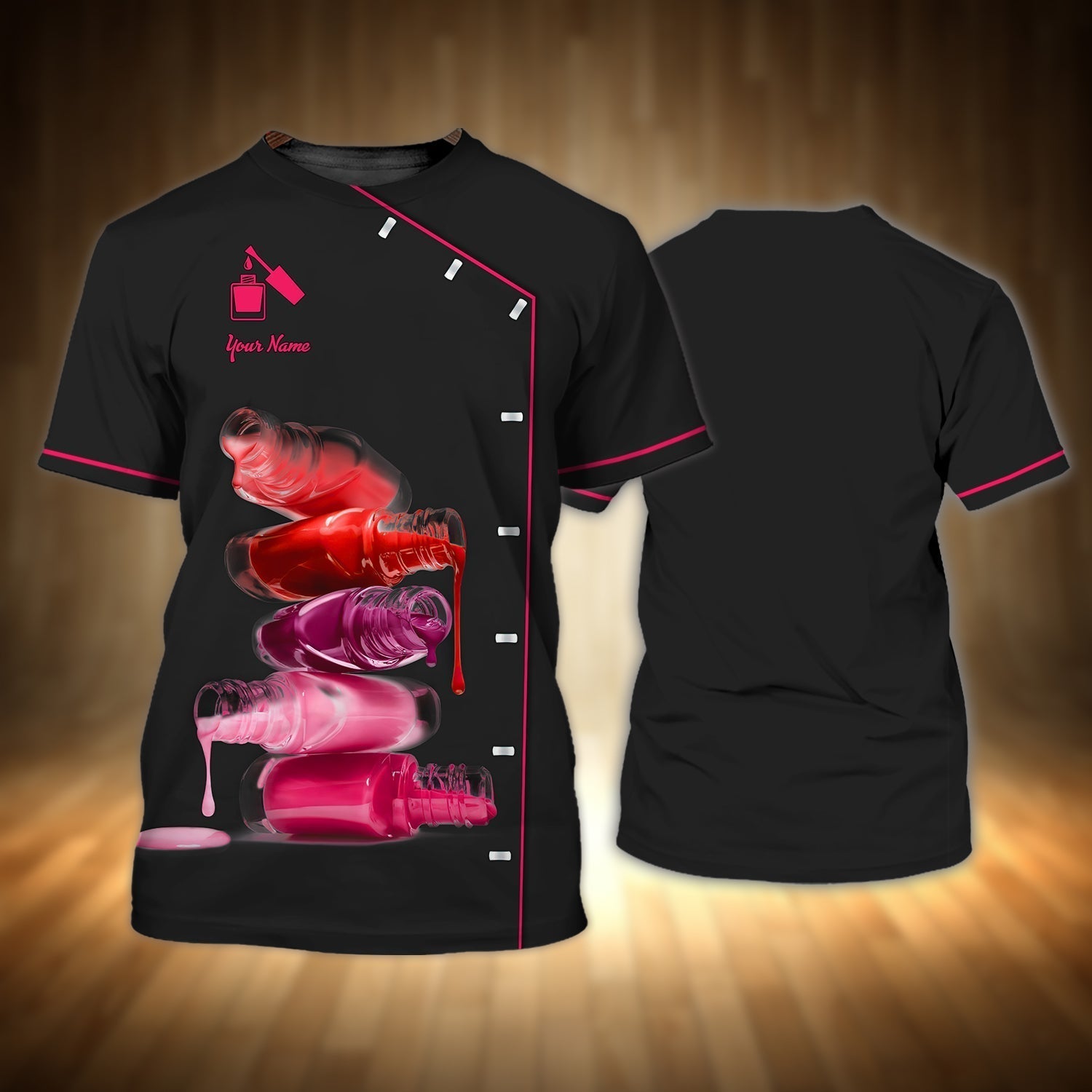 3D All Over Printed Black T Shirt For Nail Man/ Women Nail Shirt/ Nail Shirt