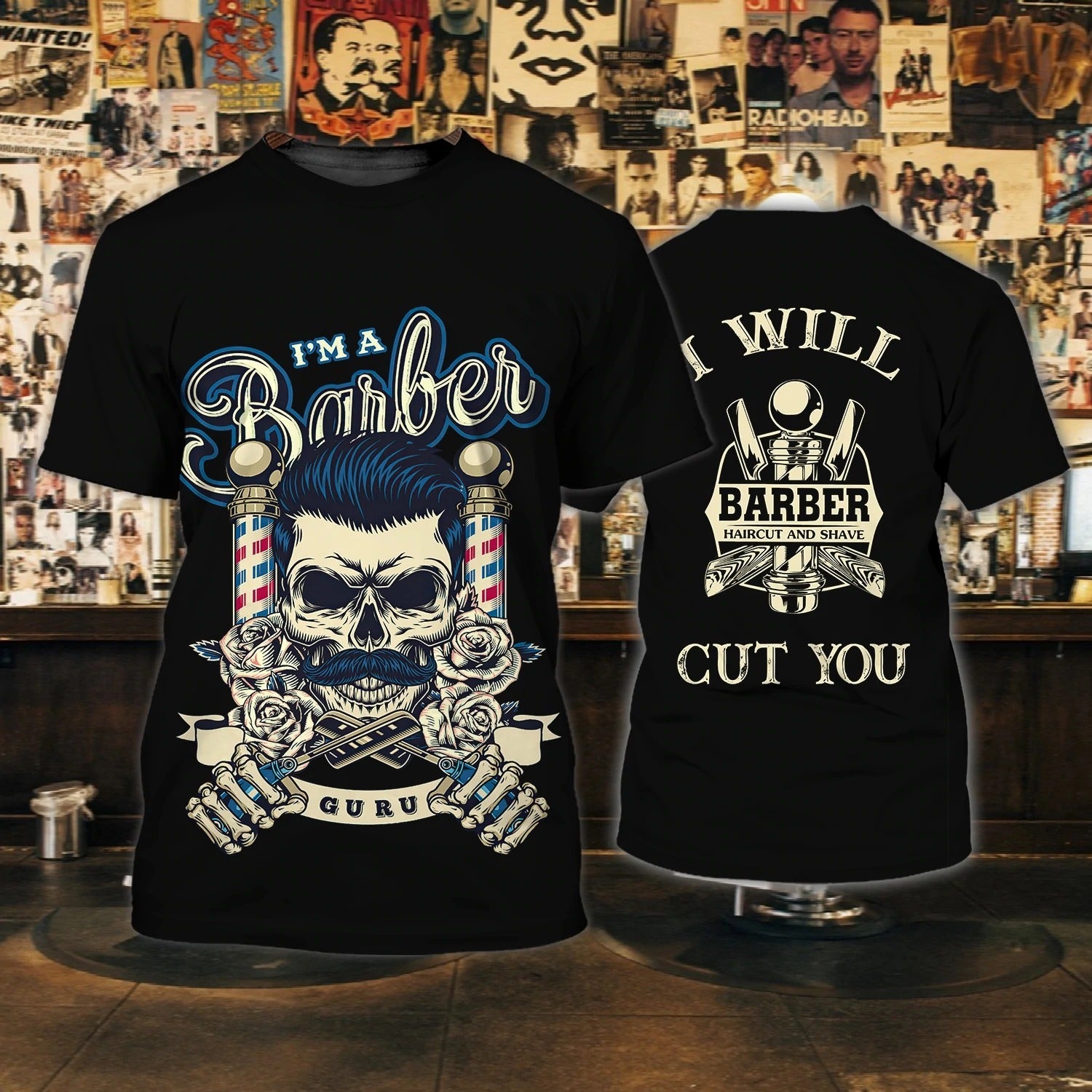 Personalized 3D Printed T Shirt For Barber Shop/ Barber Men Shirt/ Present To New Barber/ Best Barber Gift