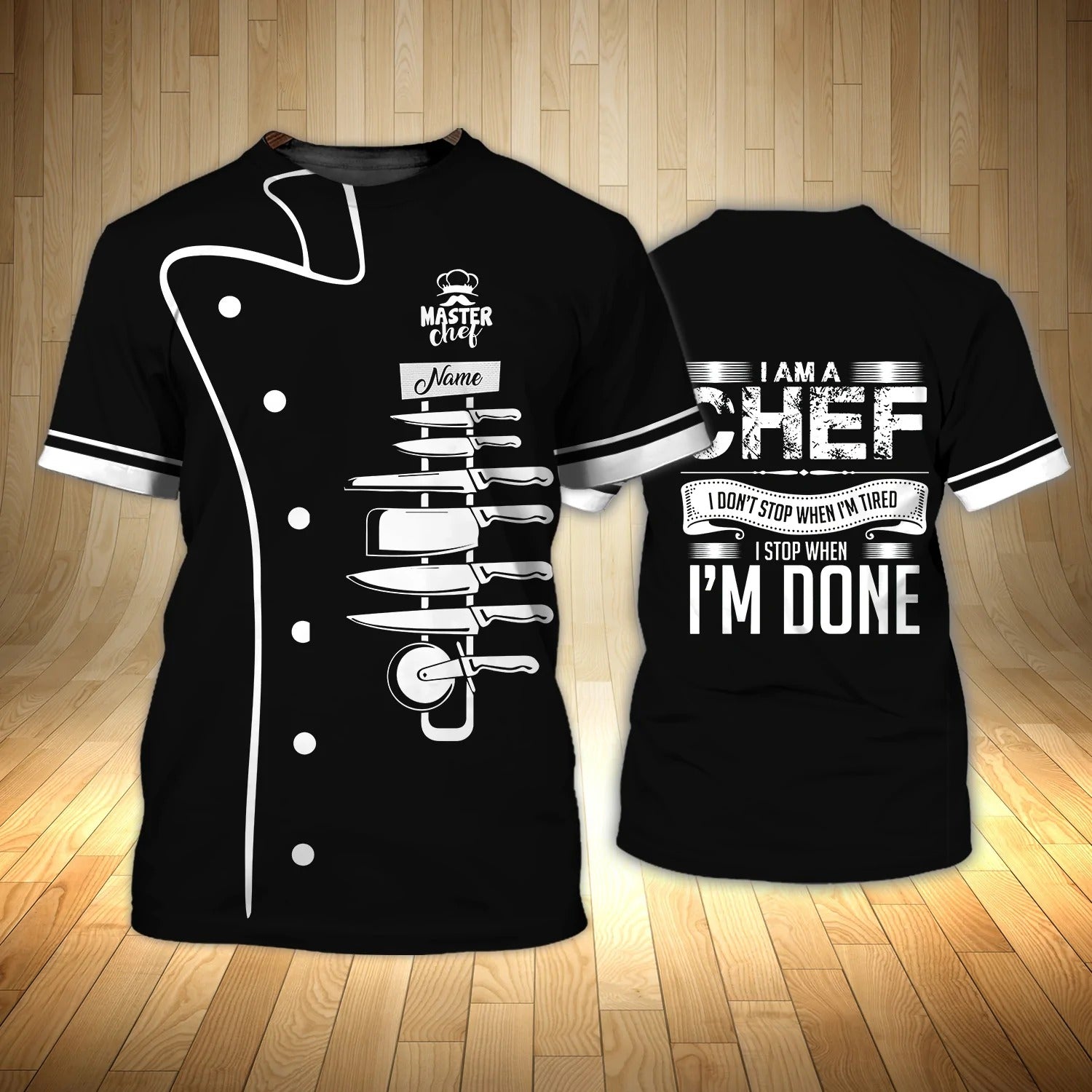 Personalized 3D Print Master Chef T Shirt Men Women/ Unisex Kitchen Basic Cook Shirt