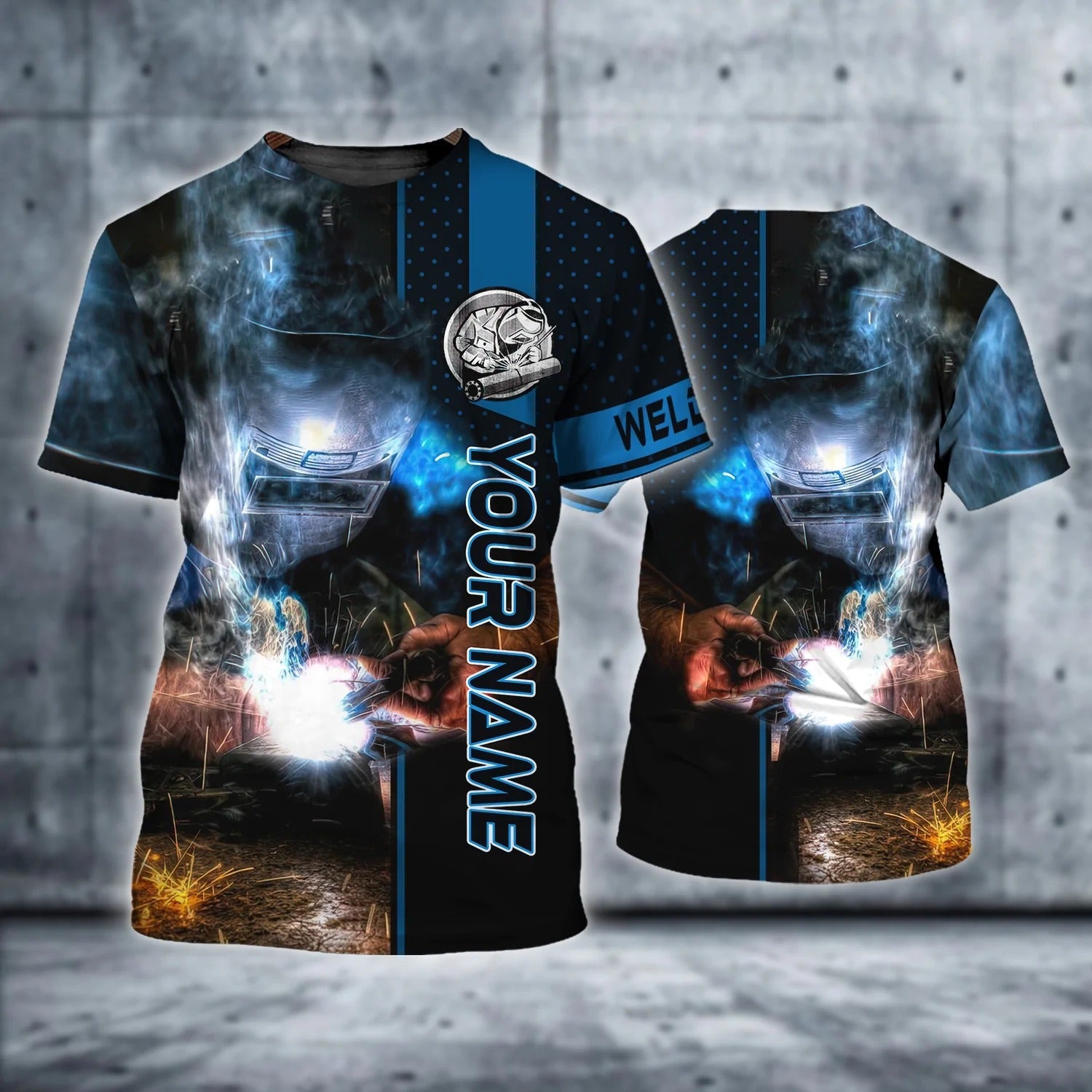 Personalized Welder Blue Graphic Design 3D Printed Shirts/ Welder Tshirt/ Gift For Welder Man