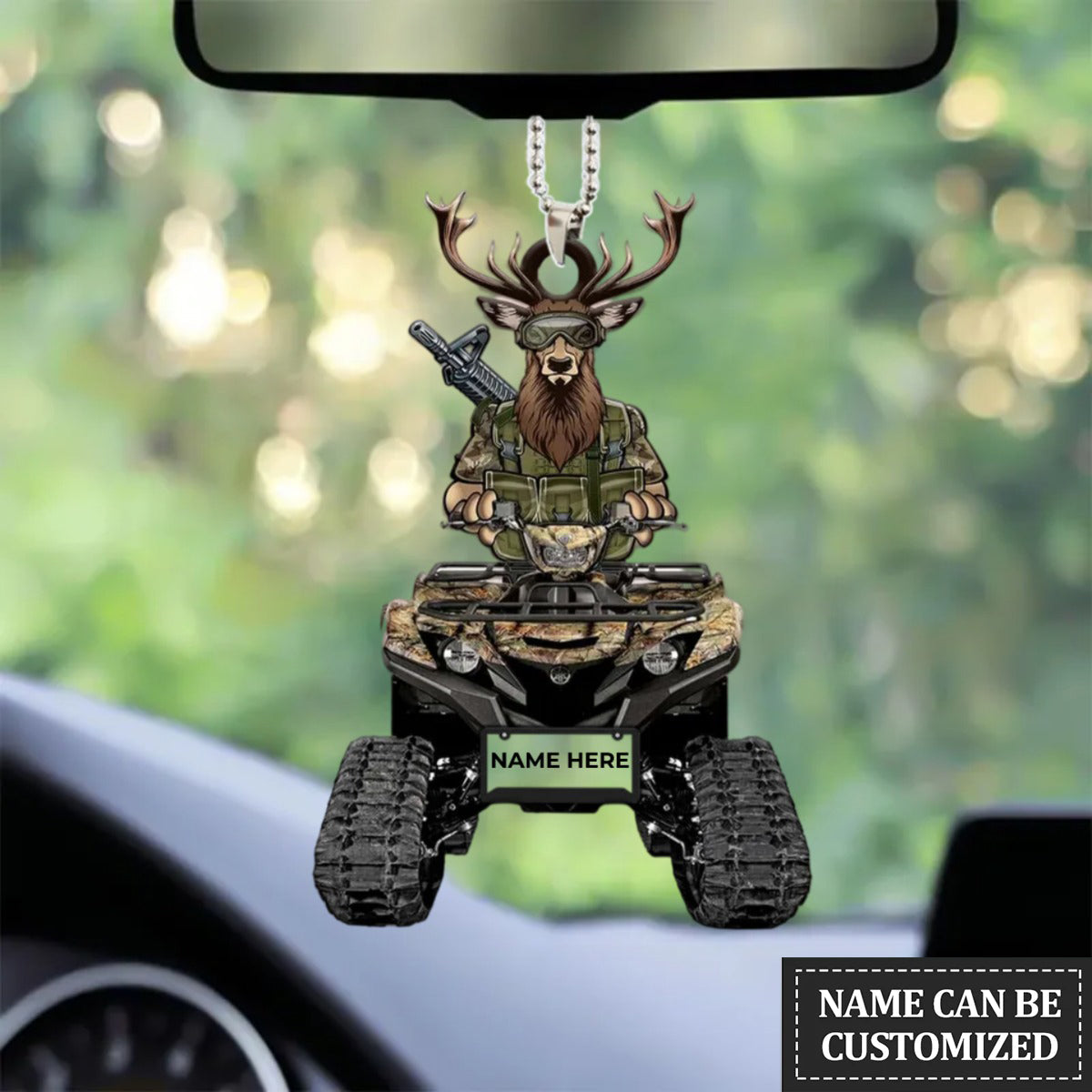 Hunting Car Ornament/ Hunter Vehicle With Deer Personalized Flat Car Hanging Ornament Gift For Hunter