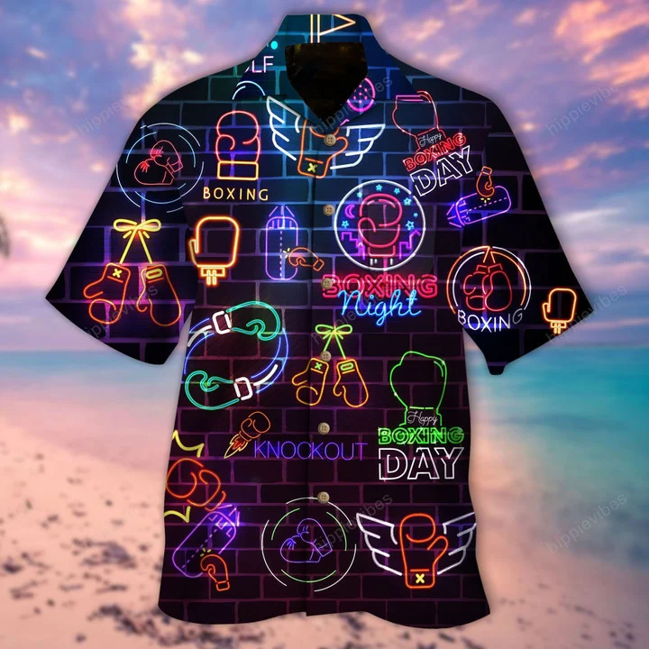 Magnificent Colorful Boxing Neon Light Themed Design Hawaiian Shirt