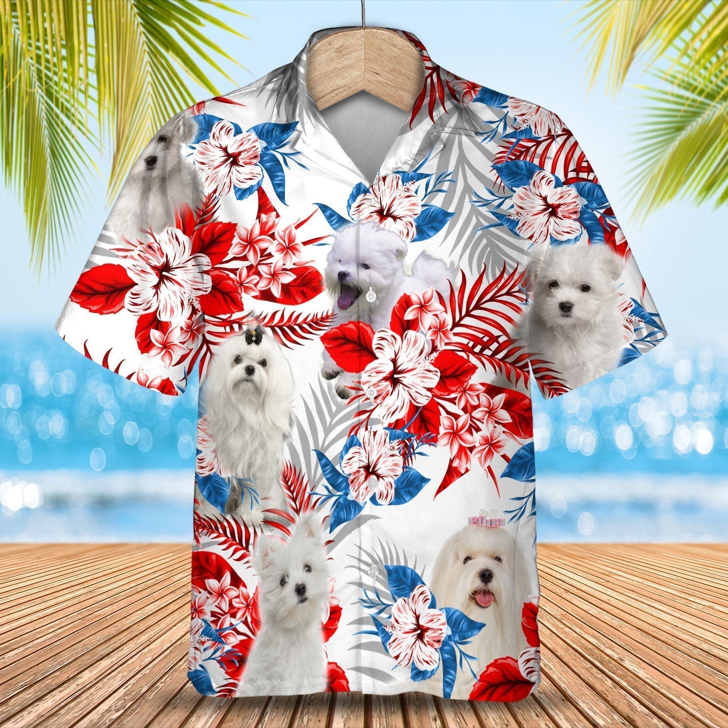 Maltese Hawaiian Shirt -  Gift for Summer/ Summer aloha shirt/ Hawaiian shirt for Men and women