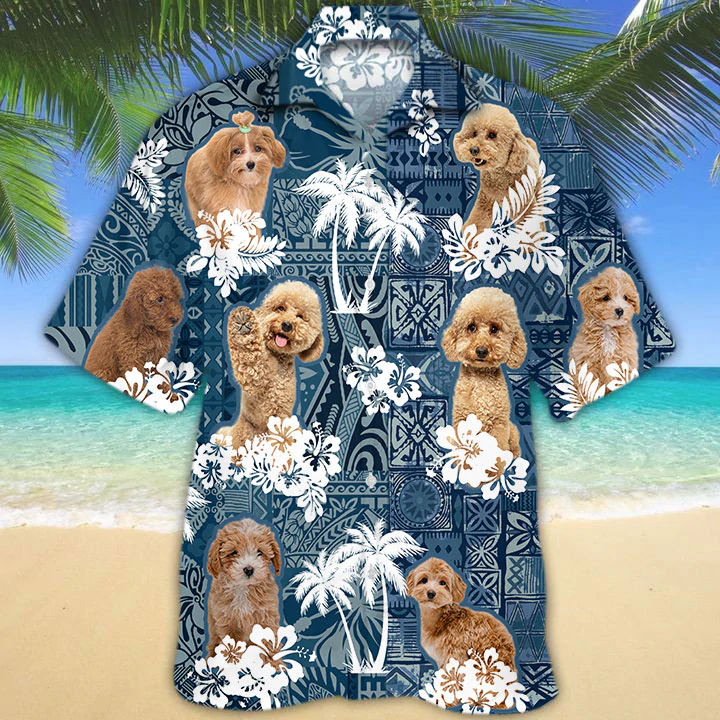 Maltipoo Hawaiian Shirt/ Flower dog Short Sleeve Hawaiian Aloha Shirt/ hawaiian shirt for men/ women