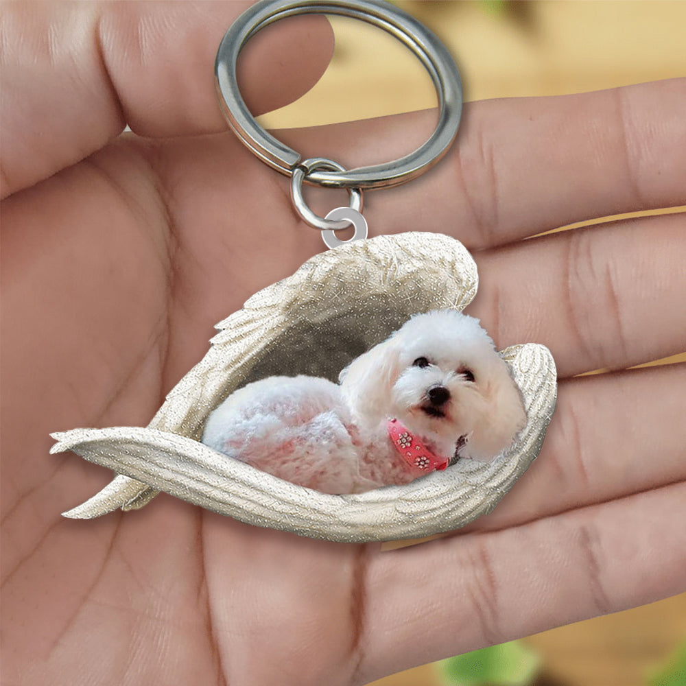 Maltipoo Sleeping Angel Acrylic Keychain Dog Sleeping keychain Coolspod