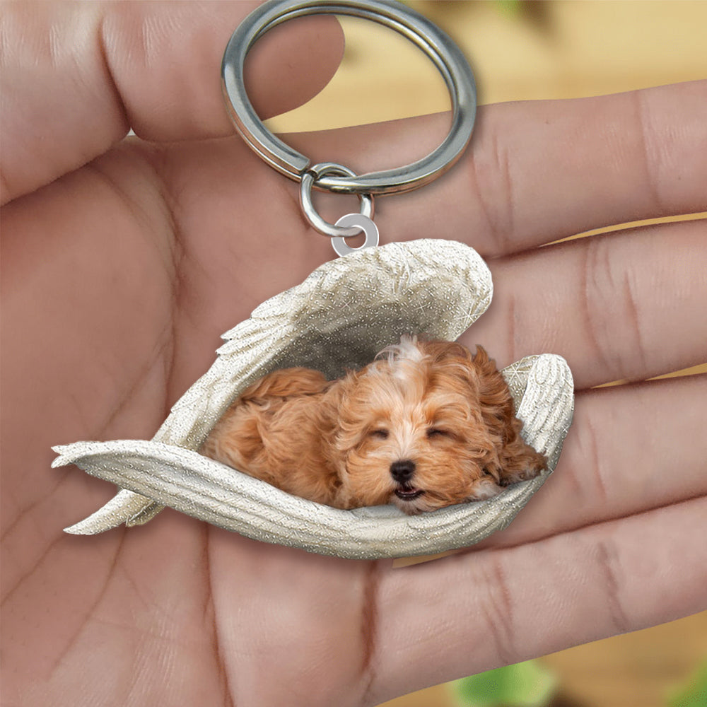 Maltipoo Sleeping Angel Acrylic Keychain Dog Sleeping keychain