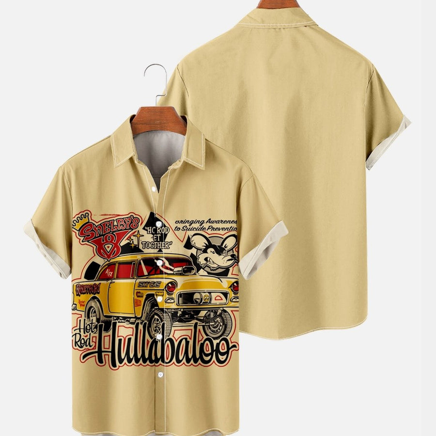 Men''s All Over Letter Poster Print Street Short Sleeve Shirts/ Hawaiian shirt vintage/ Hawaii shirts mens