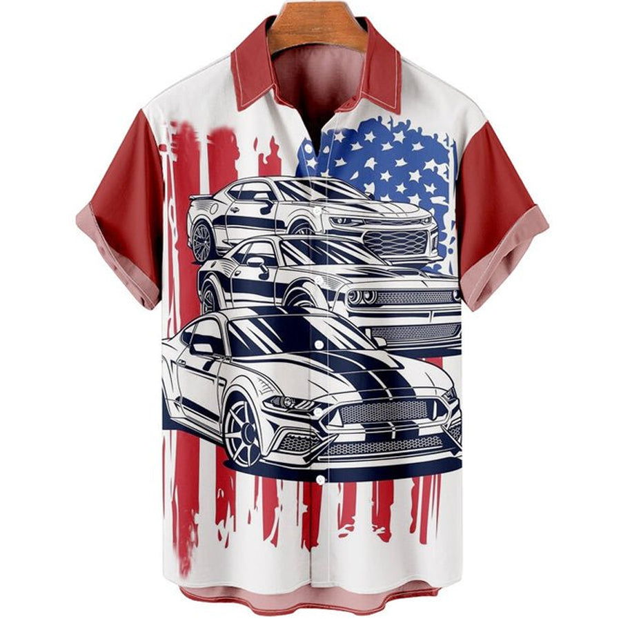 Men''s Car Color Matching Daily Simple Loose Shirt/ Hawaiian shirt vintage/ Hawaii shirts mens