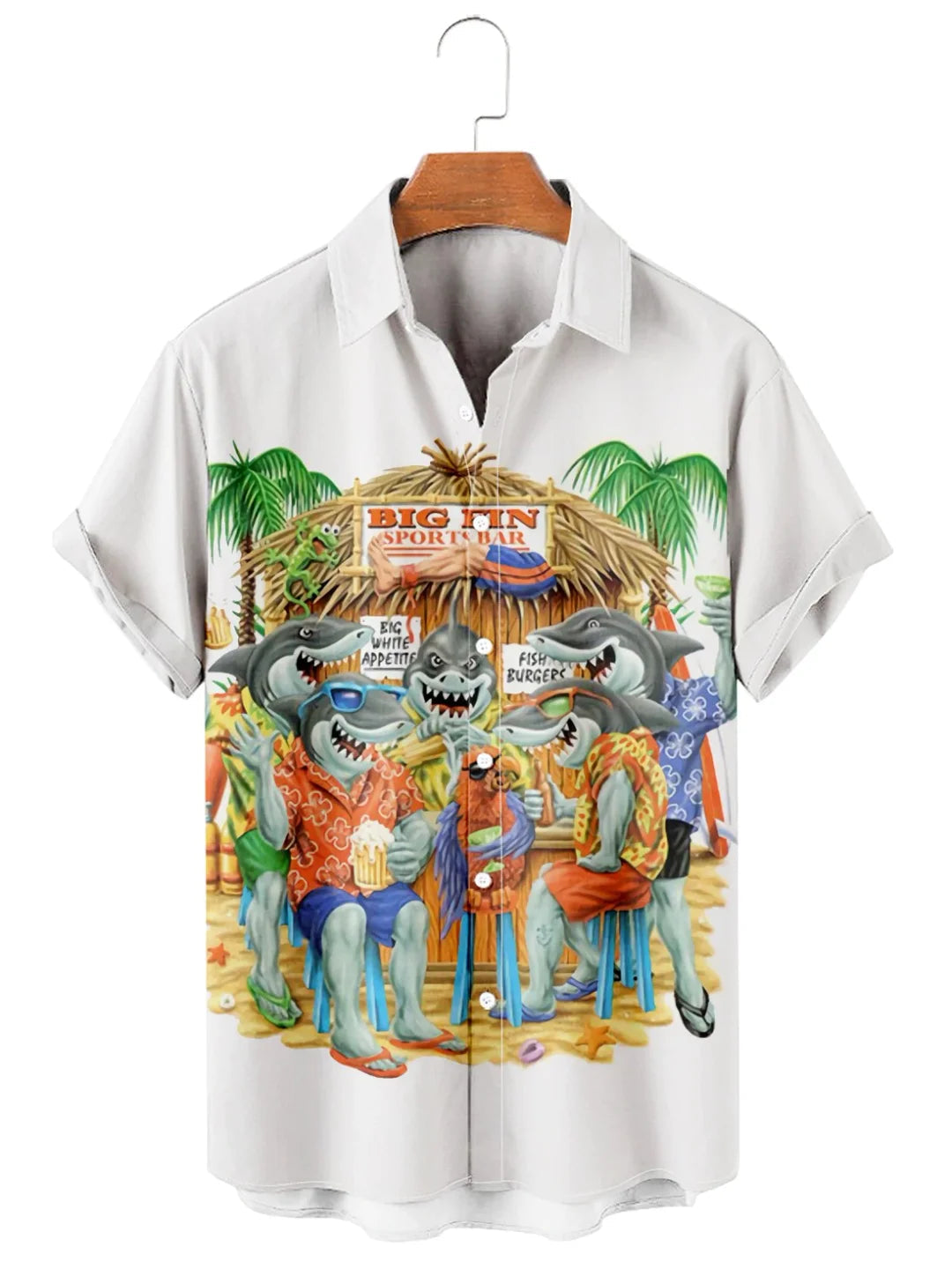 Men''s Hawaiian Shark Casual Lapel hawaiian Shirt/ Hawaiian shirt vintage/ Hawaiian shirt for men/ Women