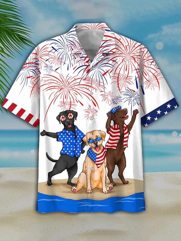 Men''s Independence Day Is Coming Casual Hawaiian Shirt/ USA Patriotic Hawaiian Shirt