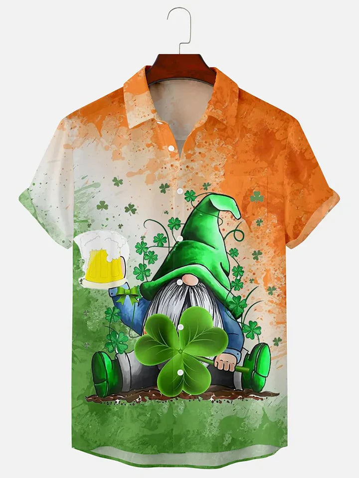 Men''s St. Patrick''s Day Printed Shirt/ Gnome hawaiian shirt