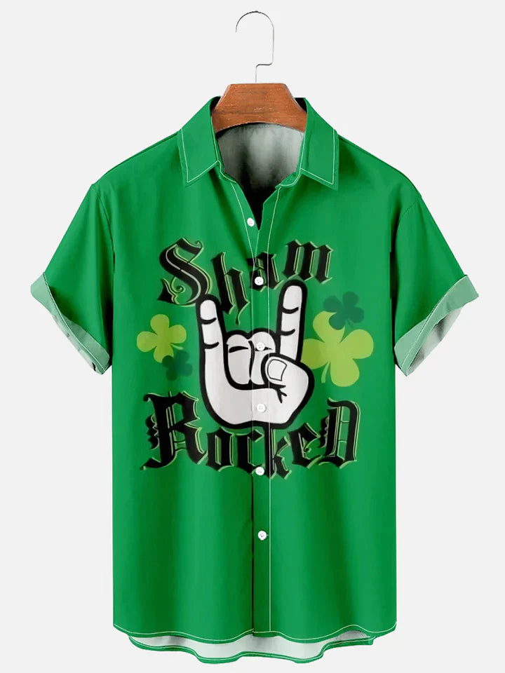 Men''s St. Patrick''s Day Sham Rocked Printed hawaiian Shirt