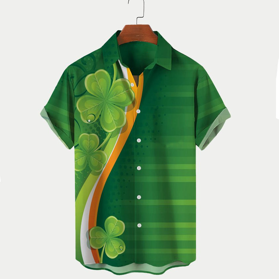 Men''s St. Patrick''s Day Shamrock Print Hawaiian Shirt/ St. Patrick''s Day Hawaiian shirt for Men
