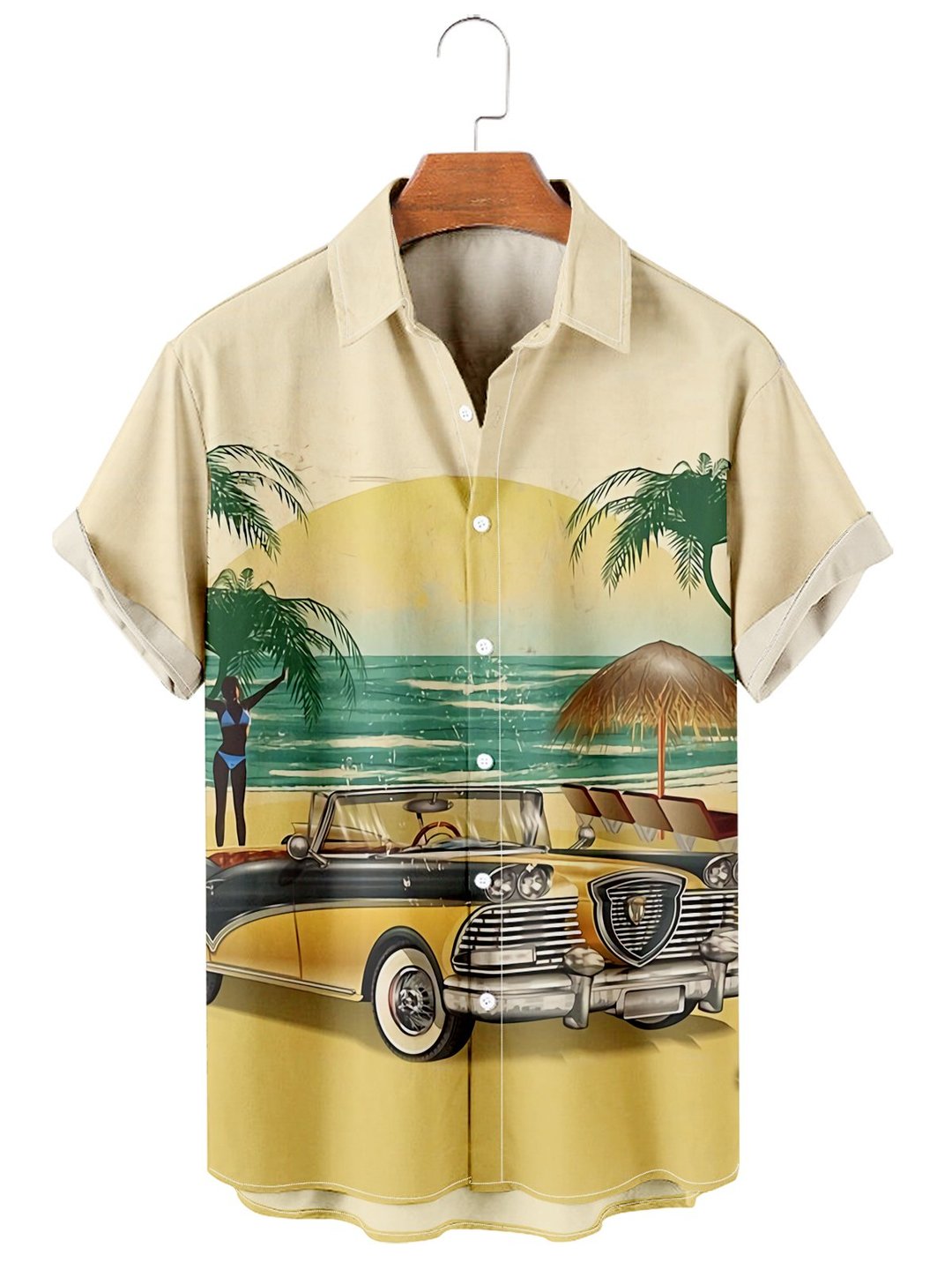 Men''s Vintage Hawaiian Beach Auto Casual Shirt/ Hawaiian shirt vintage/ Hawaiian shirt for men/ Women