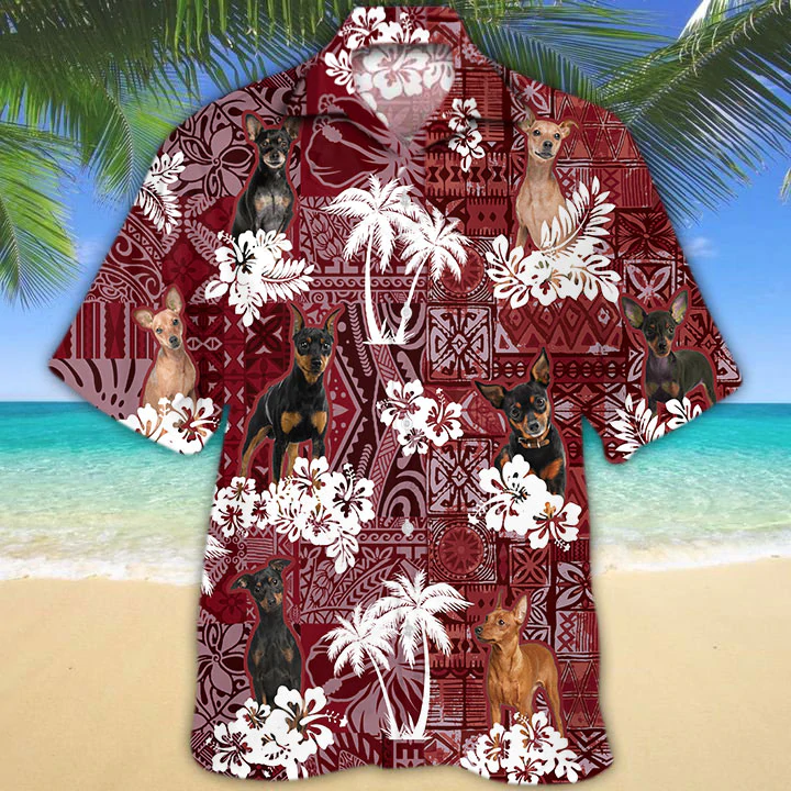 Miniature Pinscher Hawaiian Shirt/ Gift for Dog Lover Shirts/ Men''s Hawaiian shirt/ Summer Hawaiian Aloha Shirt