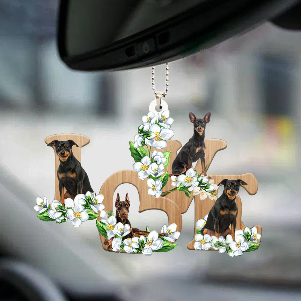 Miniature Pinscher Love Flowers Dog Lover Car Hanging Ornament Gift For Dog Lovers