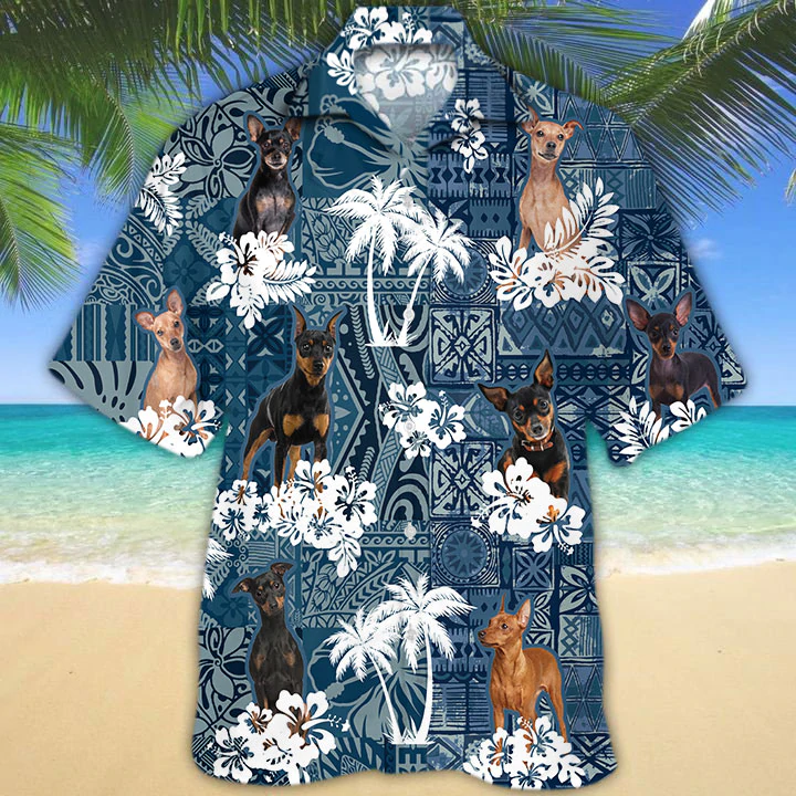 Miniature Pinscher Hawaiian Shirt/ Flower Dog Short Sleeve Hawaiian Aloha Shirt for Men/ Women/ Gift for summer