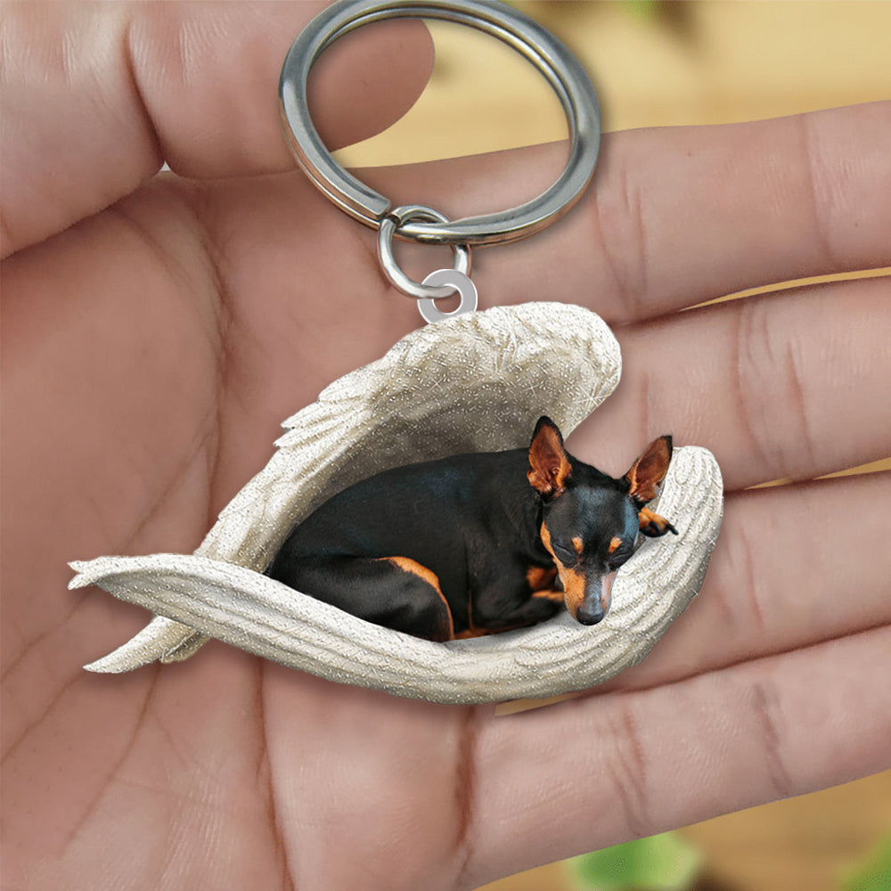 Miniature Pinscher Sleeping Angel Acrylic Keychain Dog Sleeping keychain