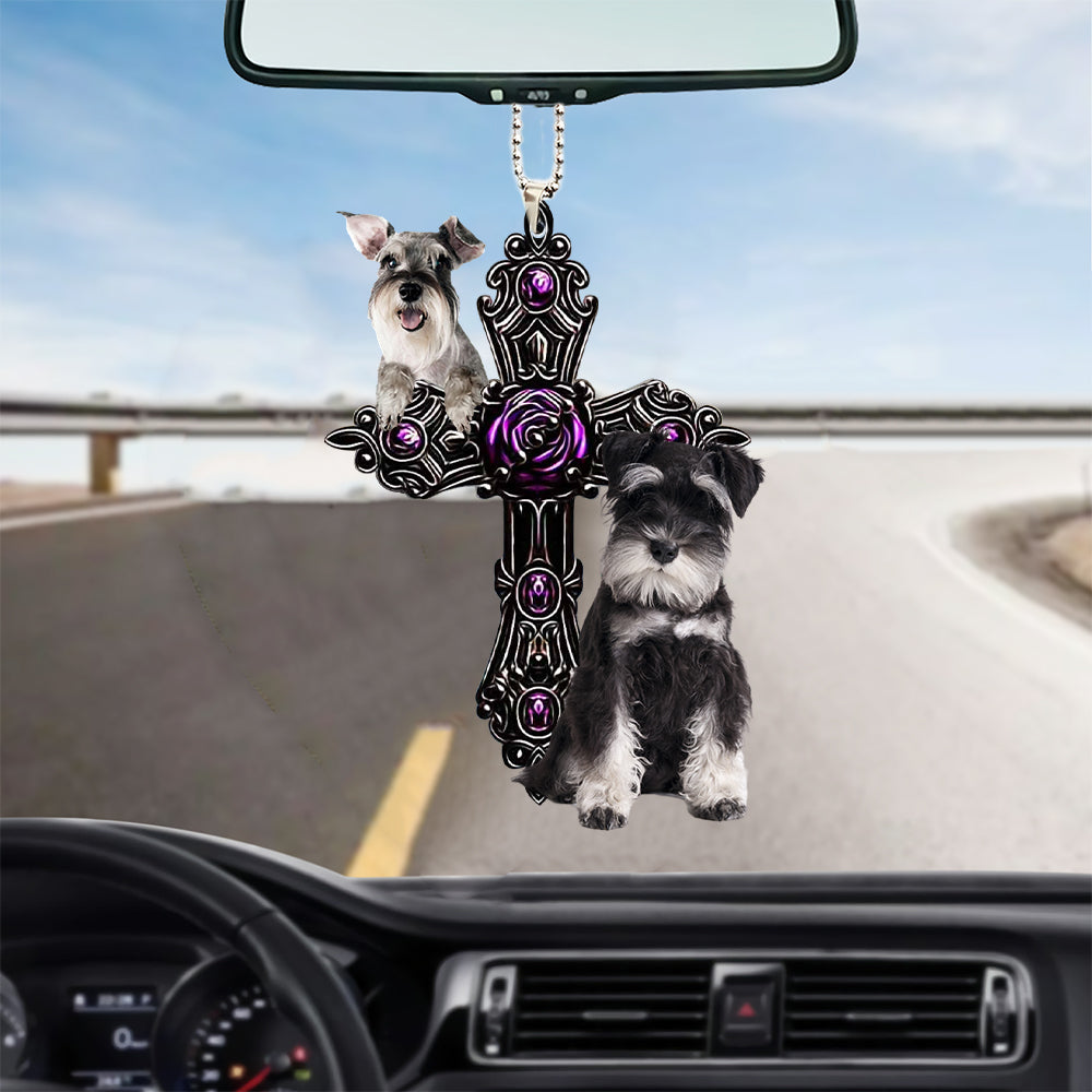 Miniature Schnauzer Pray For God Car Hanging Ornament Dog Pray For God Ornament Coolspod